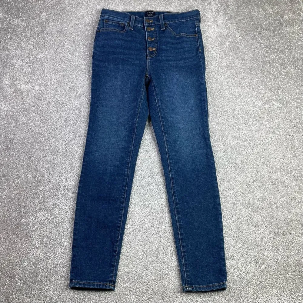 J. Crew Factory Jeans Women's 27 Blue Skinny High Rise Dark Wash Button Fly